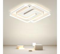 Lampadario a soffitto led 48w moderno luce plafoniera quadrata vortice bianco