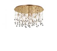 Lampadario a soffitto metallo dorato Ottagoni sfere cristallo molato PL12