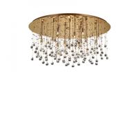 Lampadario a soffitto metallo oro, ottagoni sfere cristallo molato PL15/363