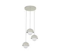 Lampadario A Sospensione 3 Fiamme Metallo Vetro G9 H: Max. 140 Cm Beige Bianco