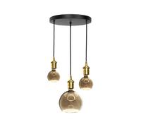 Lampadario A Sospensione 3 Fiamme Nero Ottone Ferro Ø 40 Cm Per E27