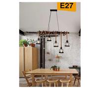 LAMPADARIO A SOSPENSIONE 5 PORTALAMPADA CORDA LAMPADA VINTAGE COUNTRY E27 A91-5