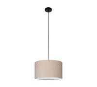 Eglo Feniglia - Lampadario a 1 luce per il tavolo da pranzo, lampadario per sala da pranzo in lino naturale e metallo nero, lampadario in tessuto con attacco E27, diametro 38 cm