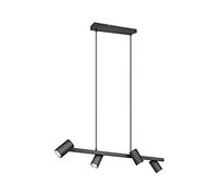 Lampadario a sospensione a 4 luci, in metallo nero opaco, larghezza 80 cm