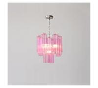 Lampadario a Sospensione a LED con Tubo di Vetro Bianco Rosa, Design Francese, lampade a Sospensione, lampade da Sala da Pranzo, Lusso(40cm Pink)