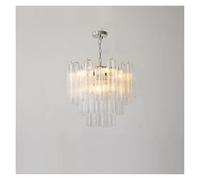 Lampadario a Sospensione a LED con Tubo di Vetro Bianco Rosa, Design Francese, lampade a Sospensione, lampade da Sala da Pranzo, Lusso(50cm White)
