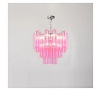 Lampadario a Sospensione a LED con Tubo di Vetro Bianco Rosa, Design Francese, lampade a Sospensione, lampade da Sala da Pranzo, Lusso(50cm Pink)