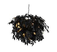 Lampadario a sospensione a LED dimmerabile, diametro 70 cm, design a foglie, colore: nero/oro