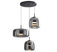 Lampadario a Sospensione a LED in Stile Moderno di metà secolo - Grande lampadario in Vetro soffiato a Bocca Color Ambra, plafoniera Dorata per Cucina e Sala da Pranzo - LILIHAOHAO (Grigio)