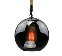 Lampadario a Sospensione a Sfera in Vetro E26/E27, Stile Country Americano, per Barbiere, Ristorante, Camera da Letto, Comodino, Isola della Cucina, Colore Grigio Fumo, Diametro 25 cm/9,8 Pollici