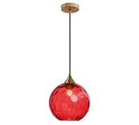 Lampadario a Sospensione a Sfera in Vetro Ondulato con Finitura Oro Lampada a Sospensione a Soffitto Industriale Vintage E27 Per Sala da pranzo Cucina - Rosso