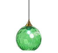 Lampadario a Sospensione a Sfera in Vetro Ondulato con Finitura Oro Lampada a Sospensione a Soffitto Industriale Vintage E27 Per Sala da pranzo Cucina - Verde scuro