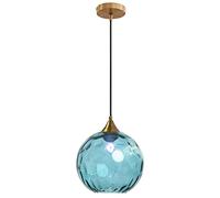 Lampadario a Sospensione a Sfera in Vetro Ondulato con Finitura Oro Lampada a Sospensione a Soffitto Industriale Vintage E27 Per Sala da pranzo Cucina - Azzurro
