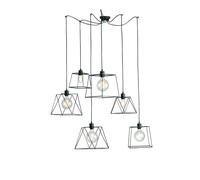 LAMPADARIO A SOSPENSIONE BROOKLYN POLIGONALE NERA 6 LUCI ATTACCO E27 250CM