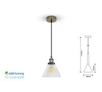 V-TAC Lampadario LED a Campana in Vetro con Portalampada E27 (Max 60W) Colore Trasparente