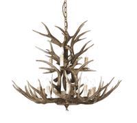 Sospensione Rustica-Country Chalet Metallo Beige 6 Luci E14
