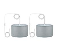 Lampadario a sospensione, confezione da 2 pezzi, 15 m, con interruttore on/off, paralume in tessuto di lino E26/E27, per camera da letto, cucina, soggiorno, caffè (grigio chiaro)