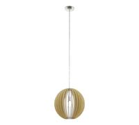 Lampadario A Sospensione Contemporaneo Cossano Acciaio Nichel Legno 1 Luce E27