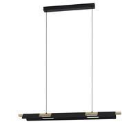 Lampadario A Sospensione Contemporaneo Ermua Acciaio Nero Legno 1 Luce Led 27W