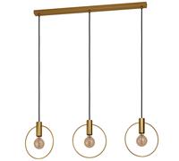 Lampadario A Sospensione Contemporaneo Manizales Acciaio Ottone 3 Luci E27