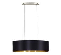 Lampadario A Sospensione Contemporaneo Maserlo Acciaio Nichel Nero 2 Luci E27