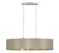Lampadario A Sospensione Contemporaneo Maserlo Acciaio Nichel Tortora 2 Luci E27