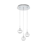 Lampadario A Sospensione Contemporaneo Montefio 1 Acciaio Cromo 3 Luci Led 5W