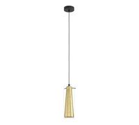 Lampadario A Sospensione Contemporaneo Pinto Gold Acciaio Nero Vetro 1 Luce E27