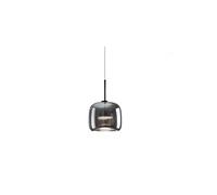 Lampadario a Sospensione di Lusso in Vetro, Regolabile, per caffè e Bar, Elegante complemento d'arredo per la casa - 26 cm, Grigio Fumo con Illuminazione Bianca Calda per Soggiorno e Sala da