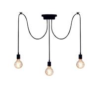 Lampadario a sospensione Edison classico, E27 luci ragno nero 1.5m cavo regolabile, luci da soffitto plafoniere moderne corda da appendere DIY per camera da letto cucina soggiorno ristorante (3 teste)