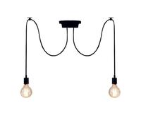 Lampadario a sospensione Edison classico, E27 luci ragno nero 1.5m cavo regolabile, luci da soffitto plafoniere moderne corda da appendere DIY per camera da letto cucina soggiorno ristorante (2 teste)