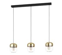 Lampadario a sospensione Eglo Maryvilla 3 luci L87x17xH110 cm acciaio vetro oro Oro
