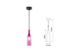 PORTALAMPADA E14 PENDENTE VETRO BOTTIGLIA VIOLA VT-7558-LED3774 V-TAC