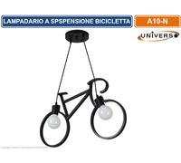 LAMPADARIO A SOSPENSIONE FORMA DI BICICLETTA IN METALLO NERO 2 ATTACCHI E27 IP20 [EEK: A+]