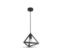 Lampadario a Sospensione Forma Piramide in Metallo Colore Nero Opaco Con Portala