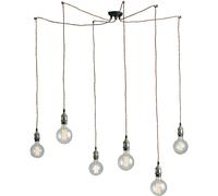 LAMPADARIO A SOSPENSIONE GROOVE RAME 6 LUCI ATTACCO E27 250CM CAVI IN TESSUTO