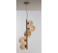 LAMPADARIO A SOSPENSIONE HONEY ORO 5 LUCI ATTACCO G9 36,1X60,4X183CM IN METALLO E VETRO SOFFIATO