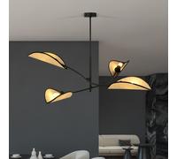 Lampadario a Sospensione in Acciaio e Tessuto LOTUS 4 Nero 4xE14