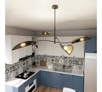 Lampadario a Sospensione in Acciaio e Tessuto LOTUS 4 Nero 4xE14