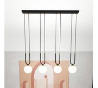 Lampadario a Sospensione in Acciaio e Vetro GLAM 4 Nero 4xE14