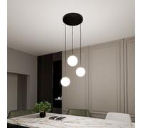 Lampadario a sospensione in Acciaio ROYAL 3 Nero/Bianco e Oro 3xE14