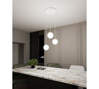 Lampadario a sospensione in Acciaio ROYAL 3 Nero/Bianco e Oro 3xE14