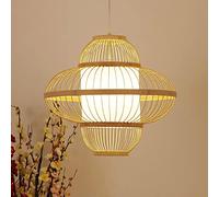 Lampadario a Sospensione in bambù, 1 Luce, Creativo, Intrecciato, Fatto a Mano, 16,5 Pollici, Paralume a Sospensione a Forma di Cupola, Lampada Intrecciata con Lampada in Vimini, Villa, Came