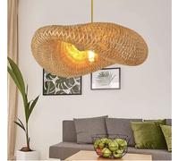 Lampadario a sospensione in bambù intrecciato a mano creativo Cappello di paglia Lampadario in bambù naturale Lampada da soffitto a soffitto, Lampadario in stile rurale per sala da pranzo, soggiorno