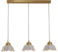 Lampadario a Sospensione in Ceramica Bianca, 3 luci a grappolo, Stile Vintage, Stile Nordico, a Forma di Fiore, lampadario Moderno di metà secolo per Sala da Pranzo, Isola della Cucina, Scala