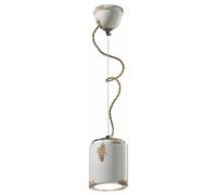Lampadario a sospensione in ceramica vintage retrò bianco 1 luce FLR-44