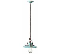 Lampadario a sospensione in ceramica vintage retrò celeste e ruggine FLR-65