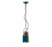 Lampadario a sospensione in ceramica vintage retrò verde petrolio 1 luce FLR-11