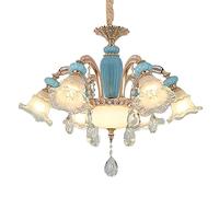 Lampadario a Sospensione in Cristallo di Ceramica a 6 luci, Moderno, Lussuoso, Decorativo, Grande, con paralumi in Vetro, Compatibile con la casa, Soggiorno, Camera da Letto, Sala da Pranzo,