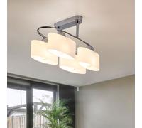 Lampadario A Sospensione In Cromo Per Sala Da Pranzo 4 Fiamme Vetro Satinato [EEK: Non valutato]